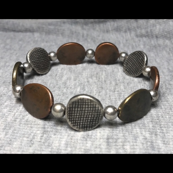 Rustic Metal Bracelet - Bronze / Stainless Steel - Picture 2 of 4